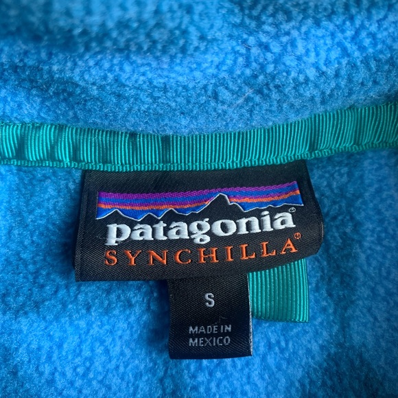 Patagonia Aztec Synchilla Snap T Fleece Tribal Geo Big: Radar Blue Small SP17 - Picture 3 of 4